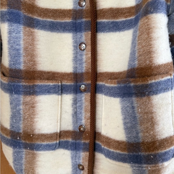 Sezane Sari Jacket - teddy plaid reversible - size 6 - Picture 10 of 12